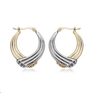 Cross-over Hoop .8 x .68 inches Earrings 14k Two-Tone Polished