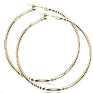 Tube Hoop 40mm Earrings 14k Yellow Gold Polished