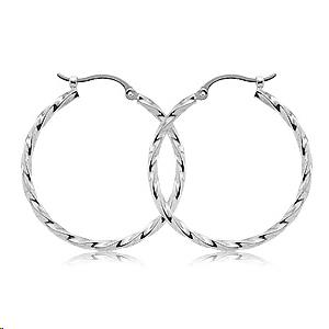 Twist Hoop 1x1.8mm Earrings 14k Yellow Gold Polished