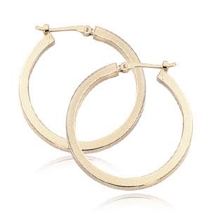 Square Hoop 2x25mm Earrings 14k Yellow Gold Polished