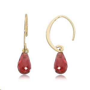 Simple Sweep 14k Yellow Gold Briolette Mozambique Garnet Drop Earrings