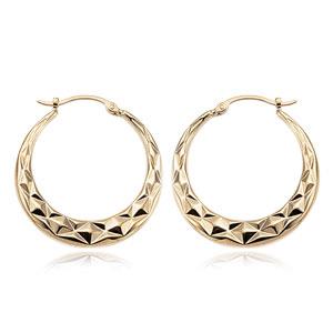 Hoop 1.05x1.02 in. Earrings 14k Yellow Gold Diamond Cut