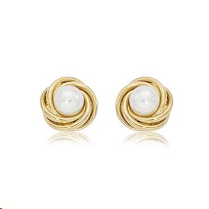 Akoya Pearl Post Love Knot Earrings 5.0-5.5mm