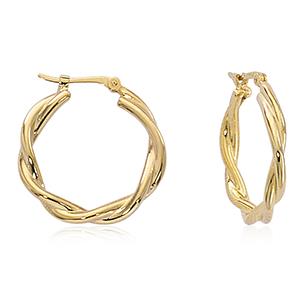 Twisted Hoop Earrings 14k Yellow Gold Polished