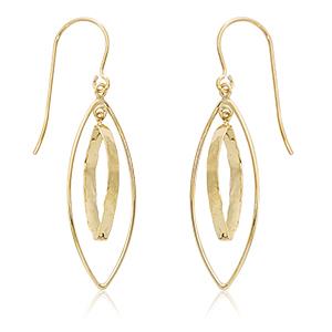 Double Drop Drop Earrings 14k Yellow Gold Hammered