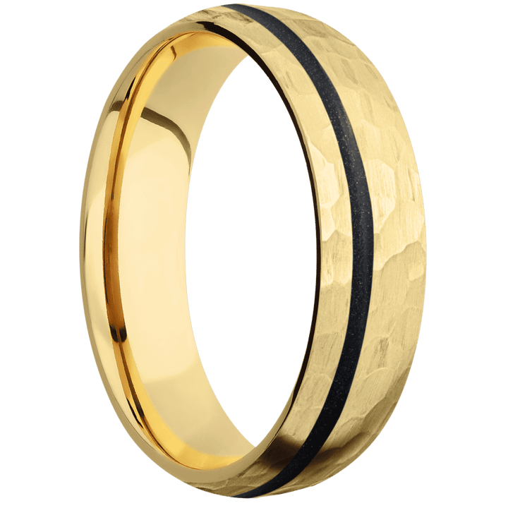14K Yellow Gold + Hammer , Hammer Finish