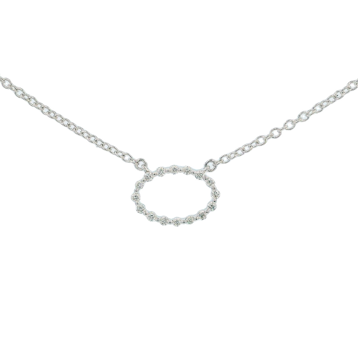14k White Gold 18 inch .09 ct total Diamond Necklace