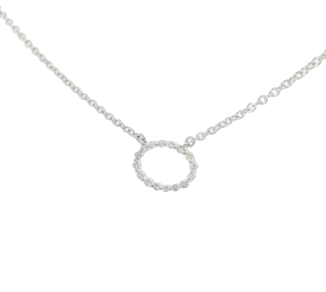 14k White Gold 18 inch .09 ct total Diamond Necklace