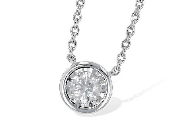 Bezel Style .24ct Diamond Pendant, 14k White Gold