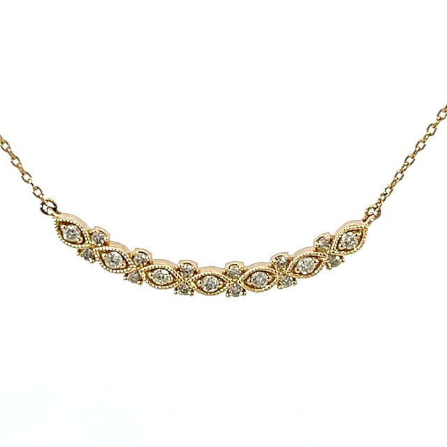 14k Yellow Gold 18 inch .20ct total Alternating Marquis Shapes Diamond Necklace