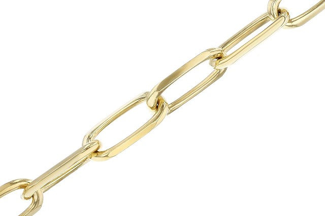 8 inch Solid Paperclip Bracelet, 14k Yellow Gold