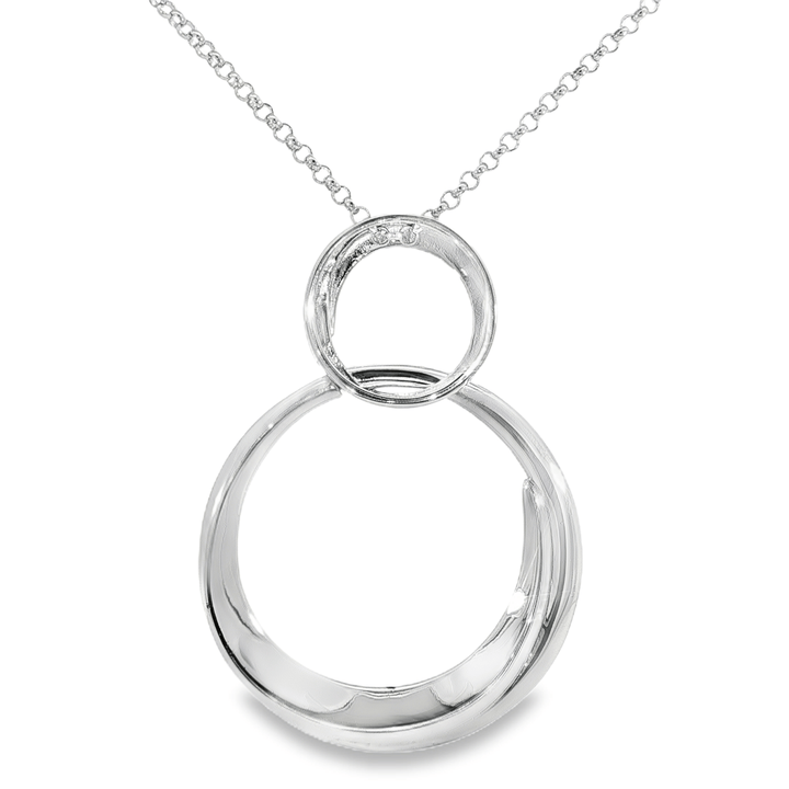 Drop Double Circle Pendant in Sterling Silver