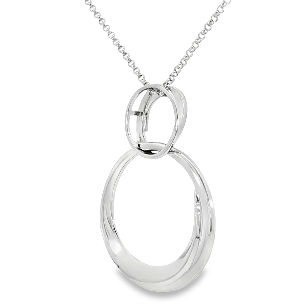 Drop Double Circle Pendant in Sterling Silver