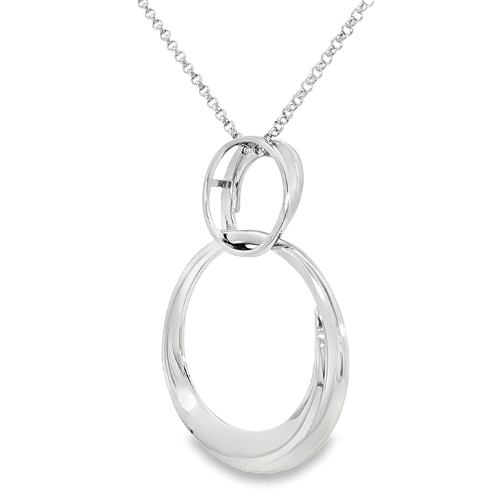 Drop Double Circle Pendant in Sterling Silver