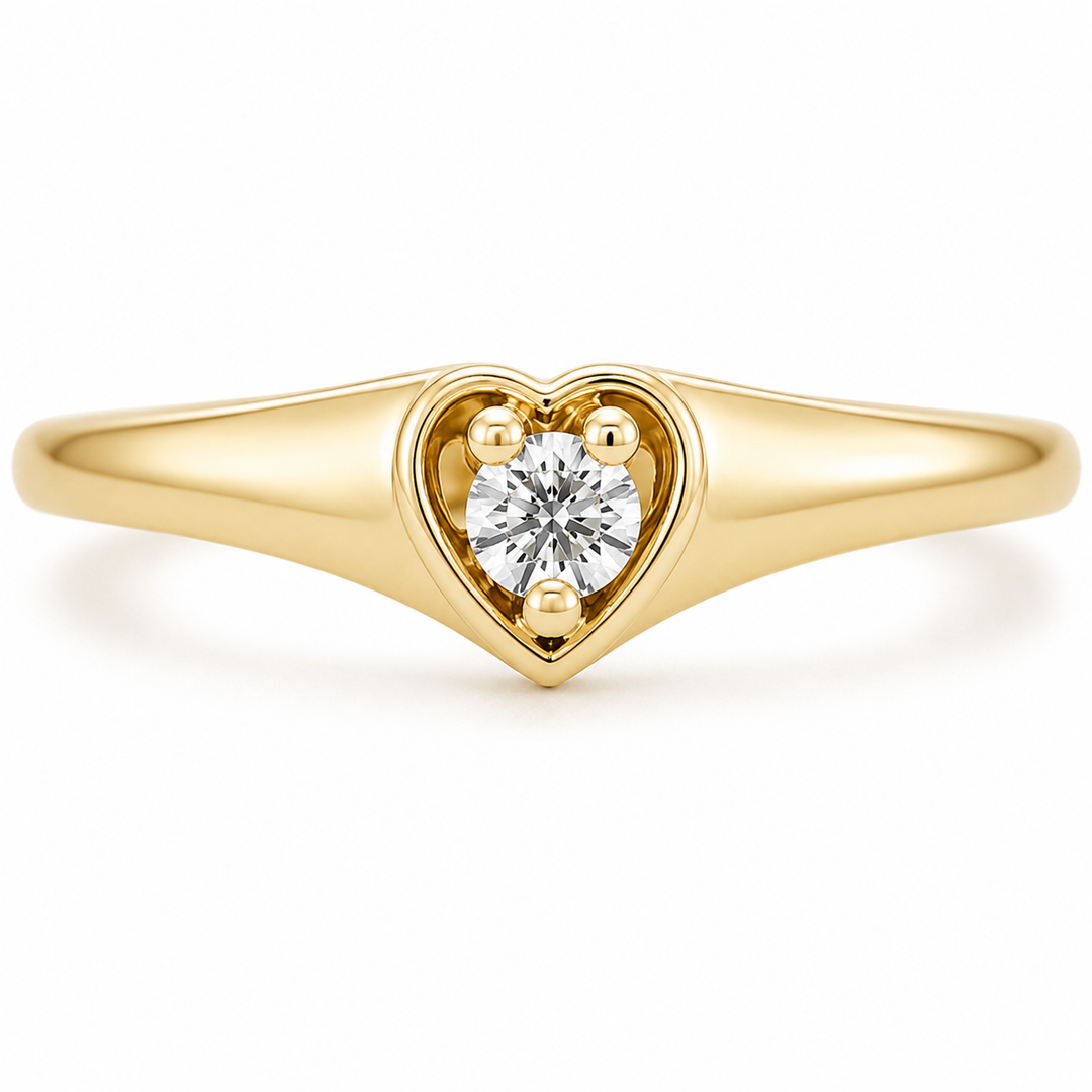 Diamond Heart Style Ring 14k Yellow Gold .05ct Total