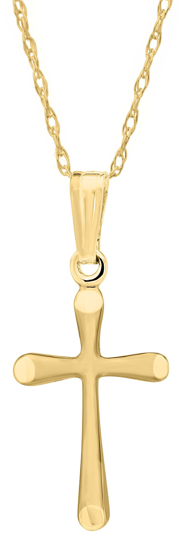High Polish Childrens Cross Pendant, 14k Yellow Gold