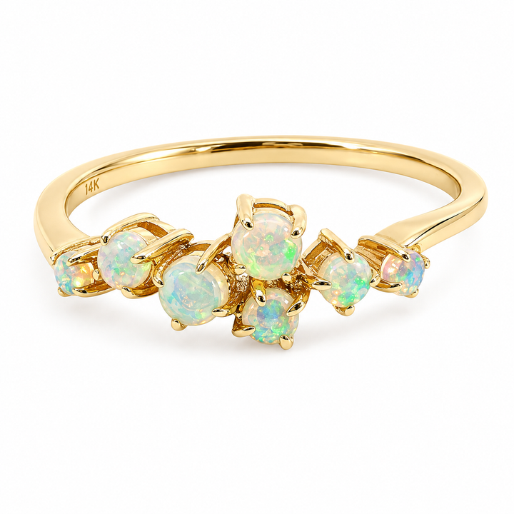 14k Yellow Gold Round Opal Ring