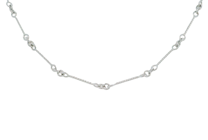 Fancy Link 16 inch chain, 14k White Gold