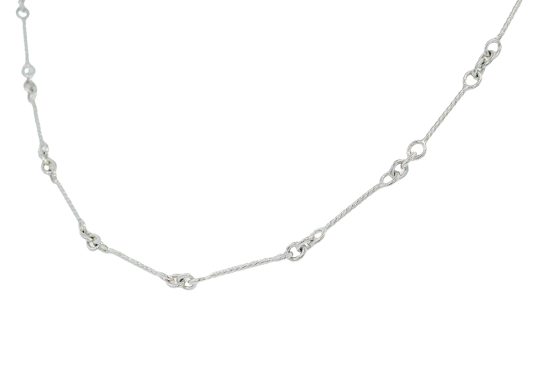 Fancy Link 16 inch chain, 14k White Gold