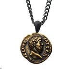 Antique Steel Coin Pendant on 24 Inch Chain