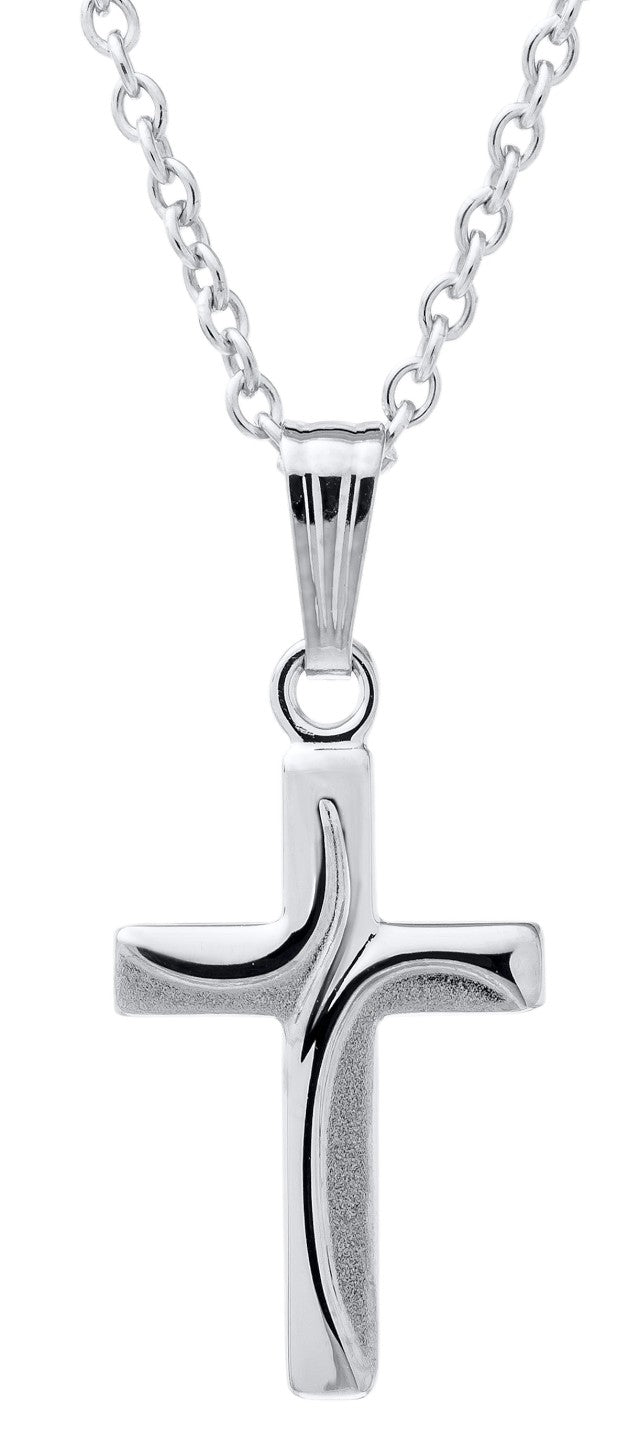 Children’s Hand Engraved Cross Necklace, Sterling Silver