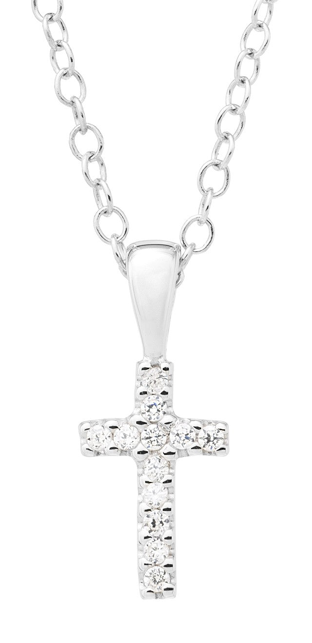 Children’s CZ  Cross Pendant, Sterling Silver