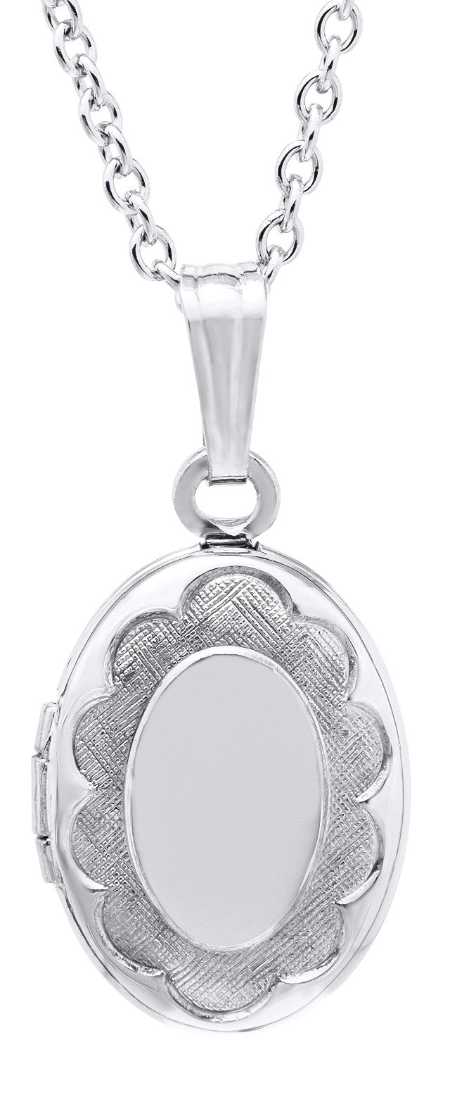 Engravable Childs Oval Locket Pendant in Sterling Silver