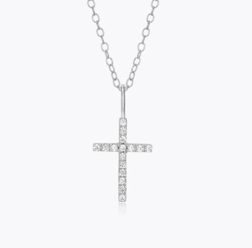 Cross Sterling Silver Lab Grown Diamond Pendant
