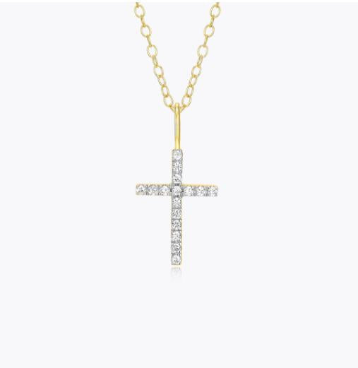 Cross Sterling Silver Yellow Gold Plated Lab Grown Diamond Pendant