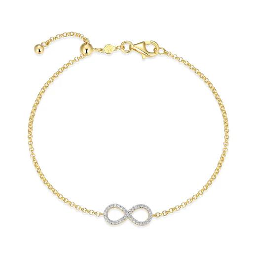 Infinity Sterling Silver Yellow Gold Plated Lab Grown Diamond Bracelet