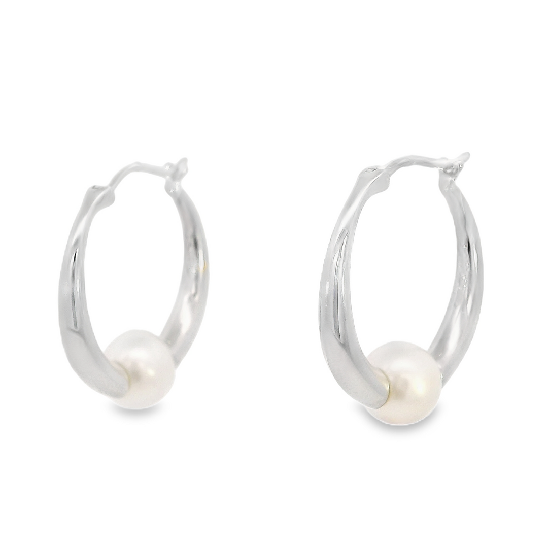 Potato Pearl Hoop Earrings 8-0-8.5mm