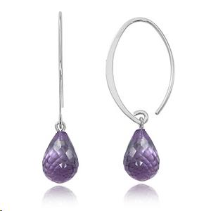 Briolette Amethyst Drop Simple Sweep earrings in Sterling Silver