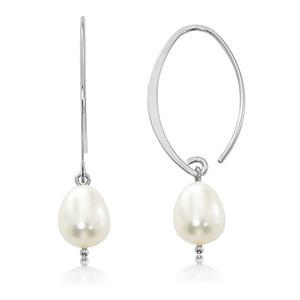 Pearl Simple Sweep Freshwater earrings in Sterling Silver
