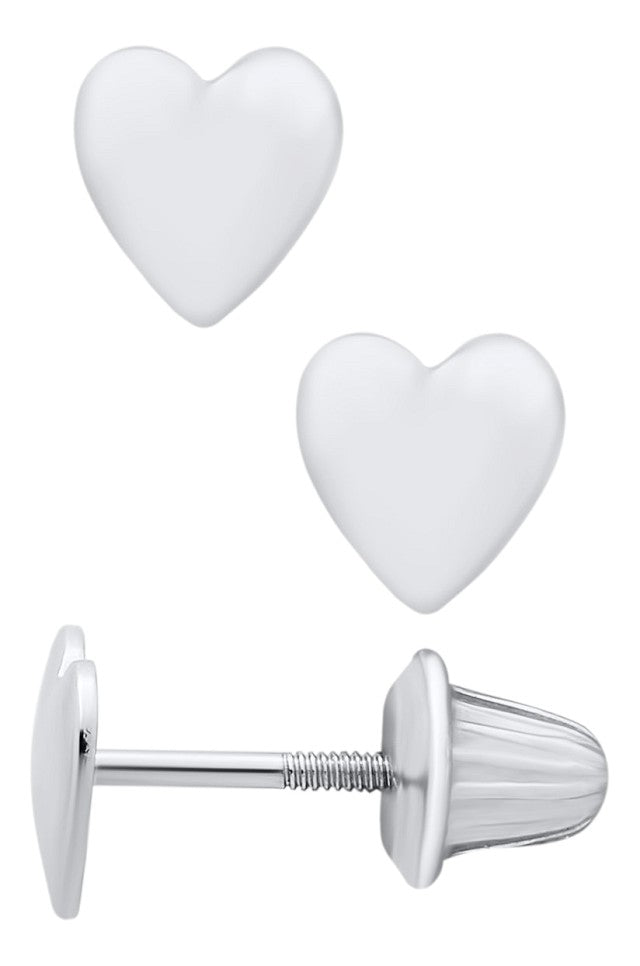 4 Prong Stud Heart earrings in Sterling Silver