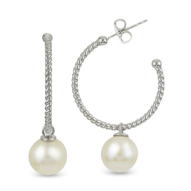 Freshwater Pearl Hoop twist pattern Earrings 8-0-8.5mm