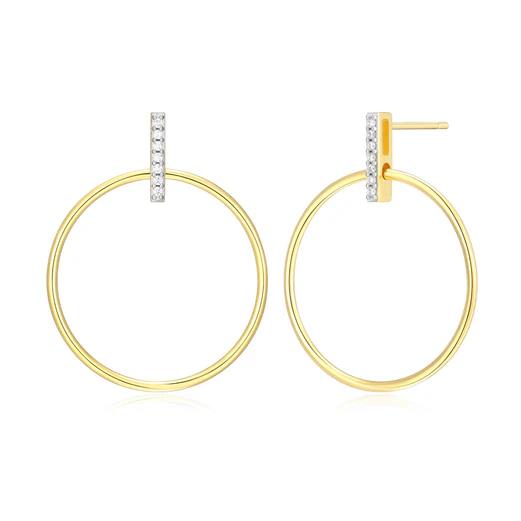 Circle Yellow Plated Yellow Gold Lab Grown Diamond Earrings