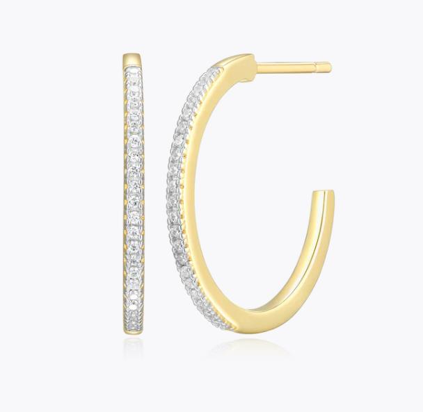 Hoop Sterling & 14k Yellow Gold Plated Lab Grown Diamond Earrings