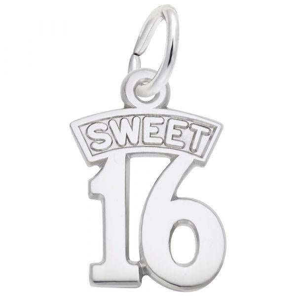 Sterling Silver Flat Sweet 16 Charm