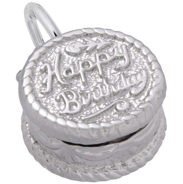 Sterling Silver 3D Happy Birthday Cake Opens with Candle Insdie Charm