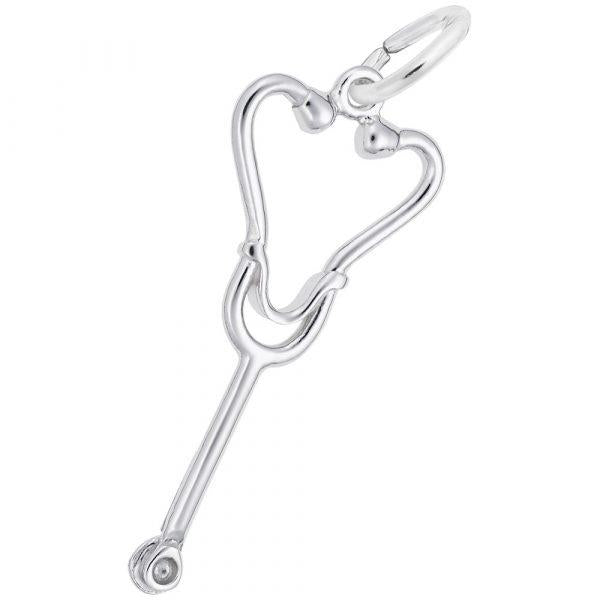 Sterling Silver 3D Stethoscope Charm
