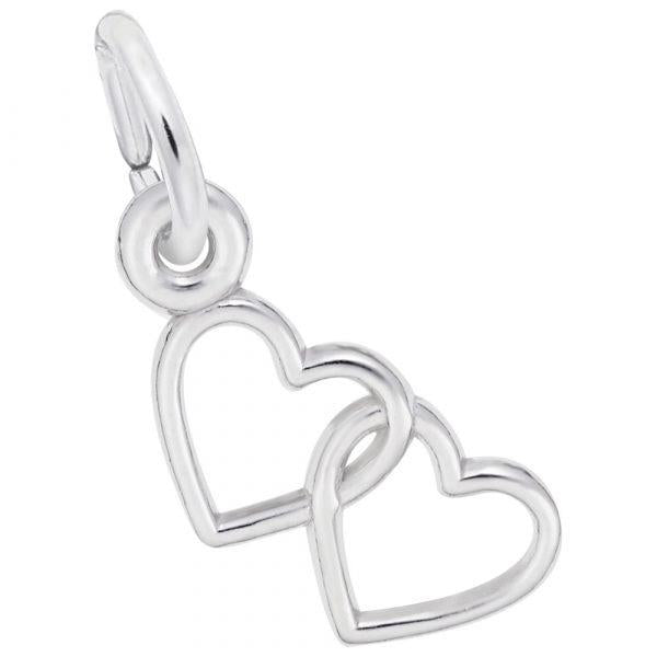 Sterling Silver Heart Double Heart Charm