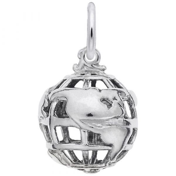 Sterling Silver 3D World Globe Charm