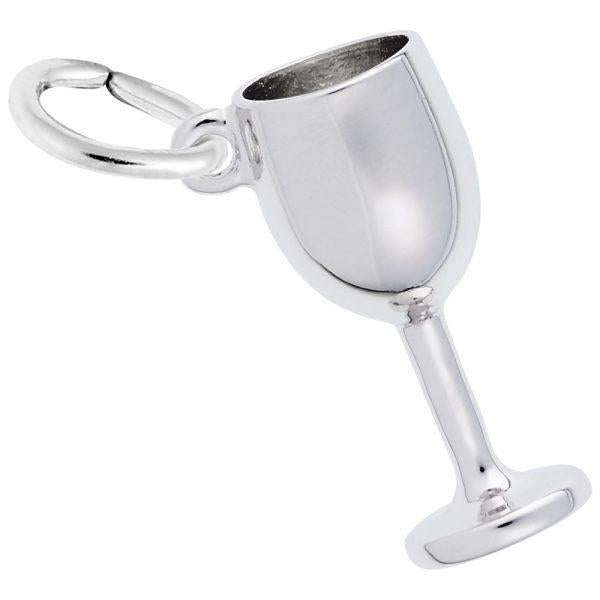 Sterling Silver 3D Wine Glass Charm