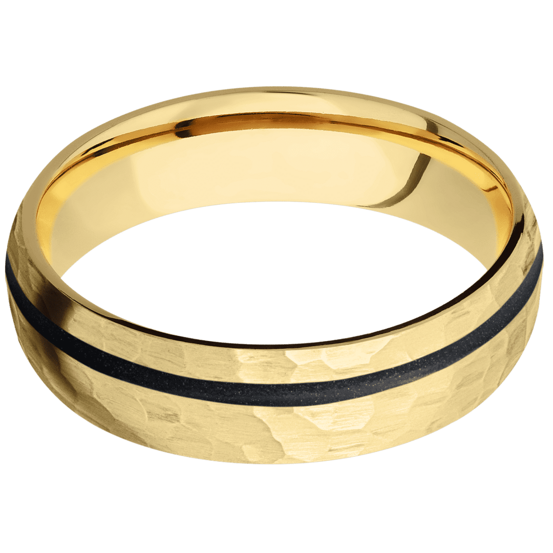 14K Yellow Gold + Hammer , Hammer Finish