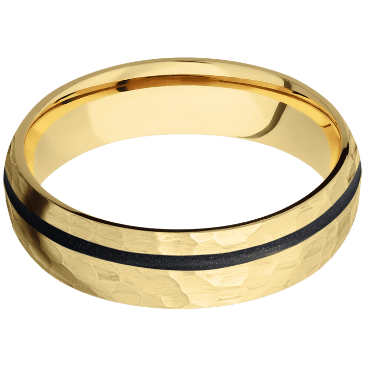 14K Yellow Gold + Hammer , Hammer Finish