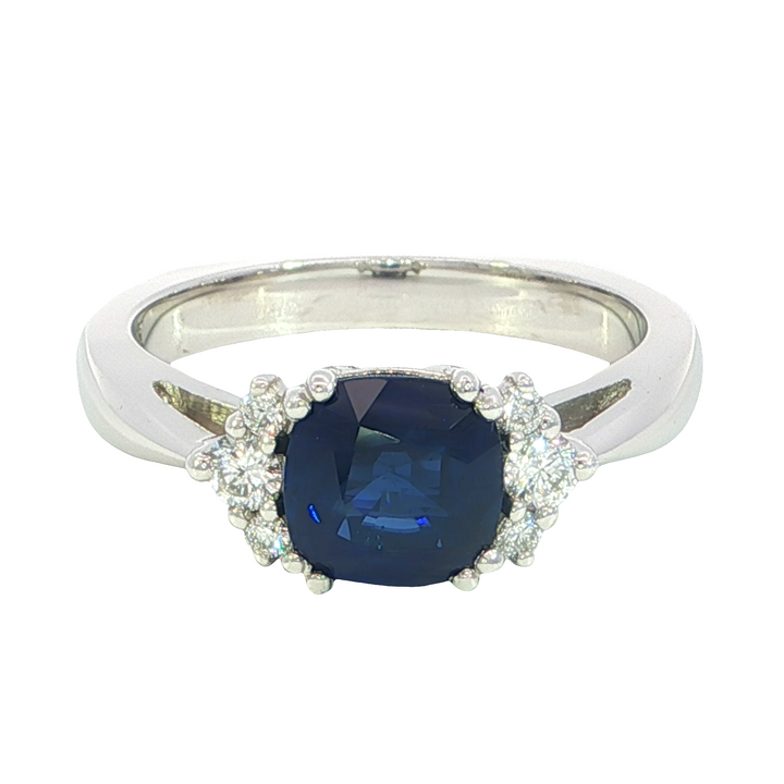 14k White Gold Oval Sapphire Contemporary Ring
