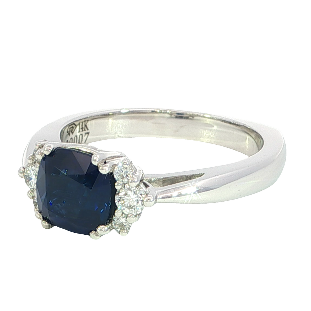14k White Gold Oval Sapphire Contemporary Ring