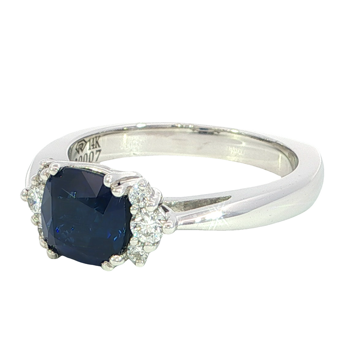 14k White Gold Oval Sapphire Contemporary Ring