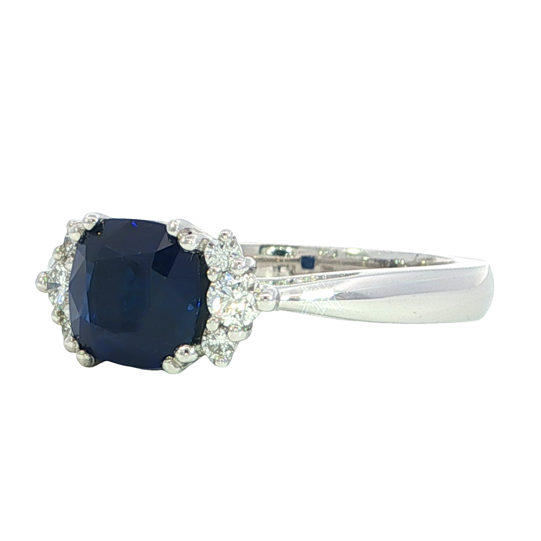 14k White Gold Oval Sapphire Contemporary Ring