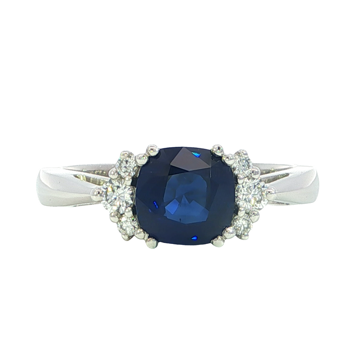 14k White Gold Oval Sapphire Contemporary Ring